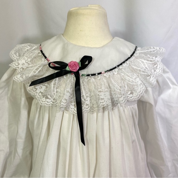 Girl’s Vintage MiniWorld Floral Polka Dot Pinafore Dress 4T Party Ruffle - Picture 7 of 12